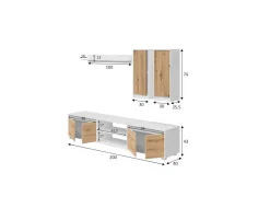 Parete attrezzata 6 ante 200cm bianca e rovere - Astulo