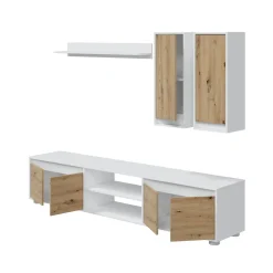 Parete attrezzata 6 ante 200cm bianca e rovere - Astulo