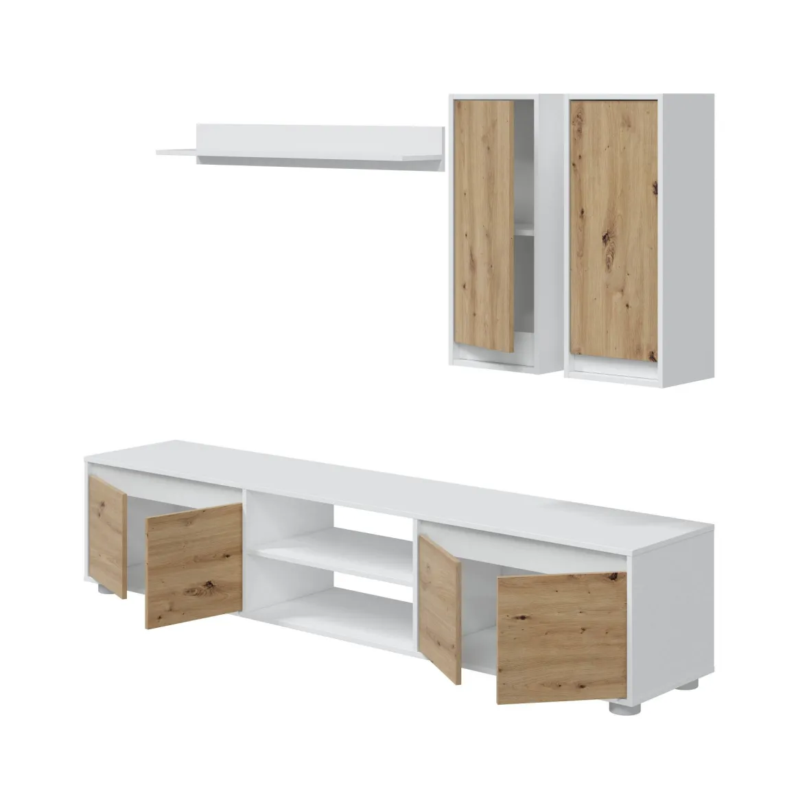 Parete attrezzata 6 ante 200cm bianca e rovere - Astulo
