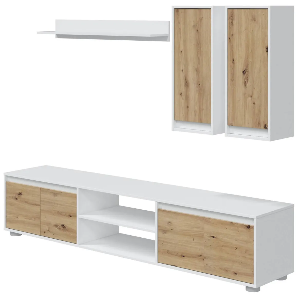 Parete attrezzata 6 ante 200cm bianca e rovere - Astulo