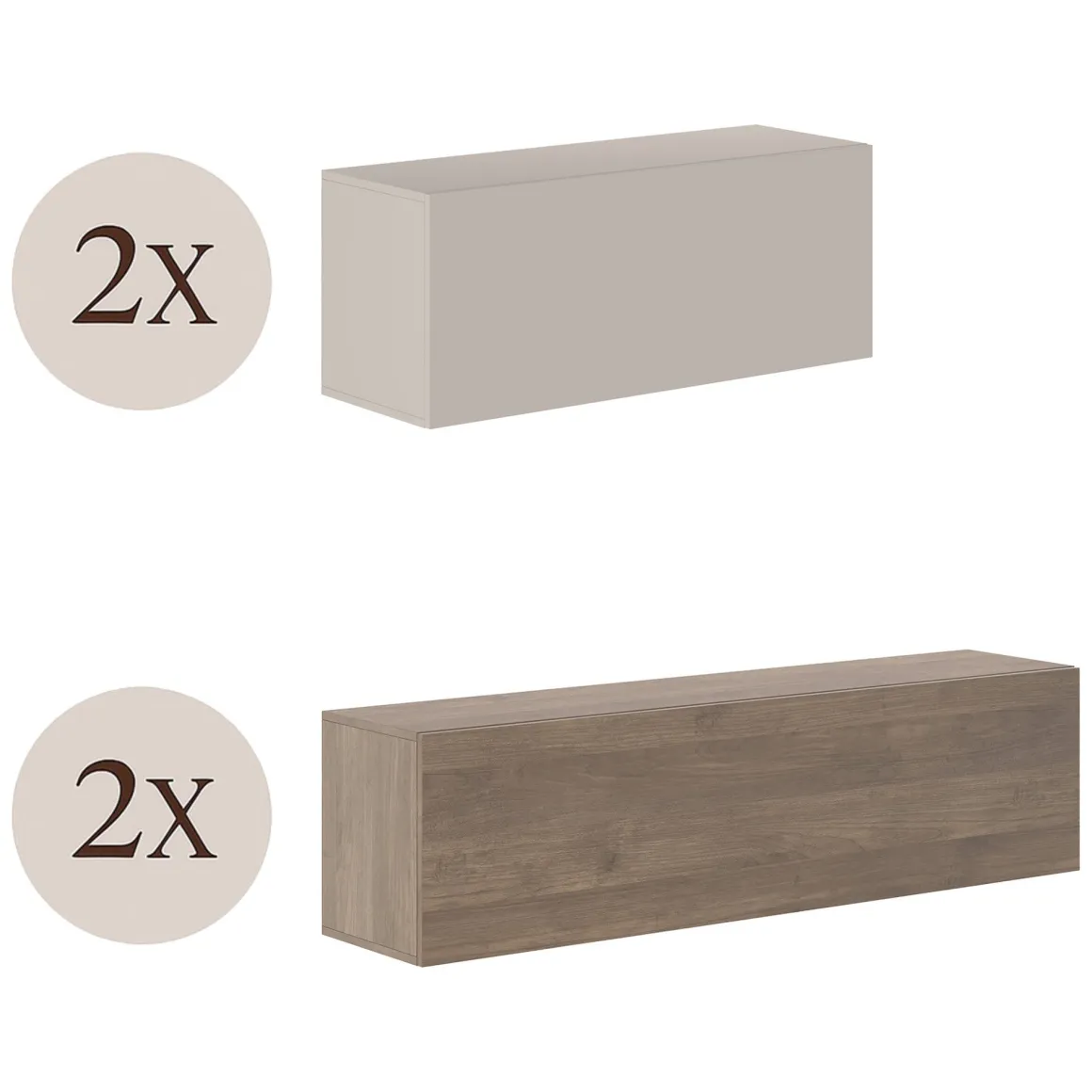 Parete Attrezzata Beige Marrone Noce 4 Ripiani Modulabile, Apertura Battente - Suisio