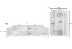 Parete Attrezzata Beige Modulabile 10 Ripiani 280x45x120.5h cm, Apertura a Ribalta, Battente - Lazzate