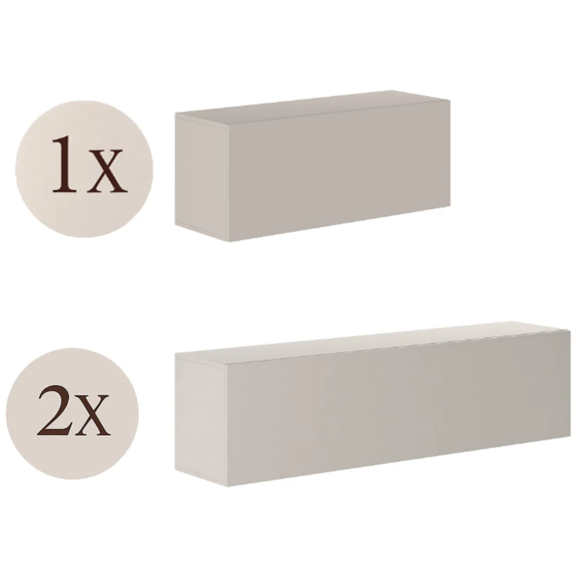 Parete Attrezzata Beige Modulabile 3 Ripiani, Apertura Battente - Gavala