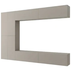 Parete Attrezzata Beige Modulabile 8 Ripiani, Apertura Battente - Gatira