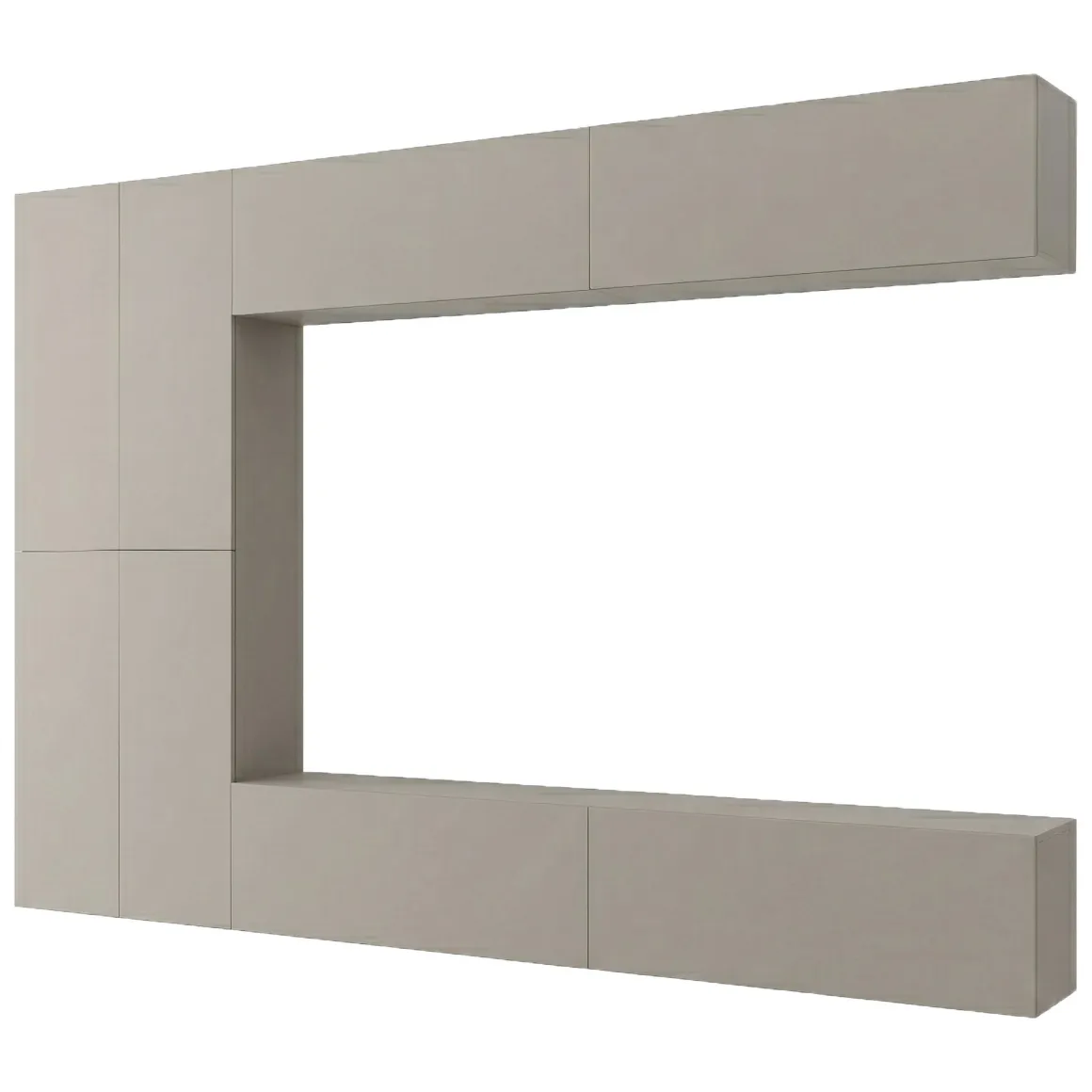 Parete Attrezzata Beige Modulabile 8 Ripiani, Apertura Battente - Gatira