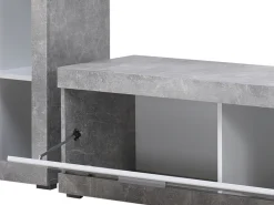 Pareti Attrezzate > Dmora Parete Attrezzata Bianco Grigio Cemento 10 Ripiani 3 Ante 266.5x41.5x186h cm, Ripiani in Vetro - Dongo Grigio, Bianco Cemento