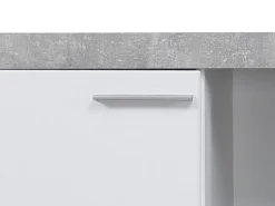 Pareti Attrezzate > Dmora Parete Attrezzata Bianco Grigio Cemento 10 Ripiani 3 Ante 266.5x41.5x186h cm, Ripiani in Vetro - Dongo Grigio, Bianco Cemento