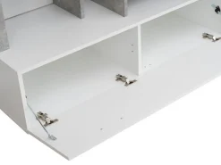 Parete Attrezzata Bianco Grigio Cemento 7 Ripiani 10 Vani 170.5x41.5x170.5h cm, Un'anta - Moggio