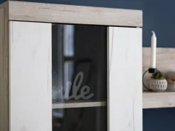 Pareti Attrezzate > Dmora Parete Attrezzata Bianco Larice Marrone Rovere Nodi Modulabile 14 Ripiani 262x35x195h cm, Cassetti - Oggiono Marrone Rovere nodi, Bianco Larice