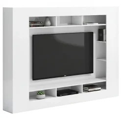 Pareti Attrezzate > Dmora Parete Attrezzata Bianco Lucido Grigio Ardesia Modulabile 7 Ripiani, 14 Vani Made in Italy - Maja Grigio Ardesia, Bianco Lucido