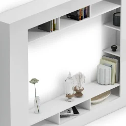 Pareti Attrezzate > Dmora Parete Attrezzata Bianco Lucido Grigio Ardesia Modulabile 7 Ripiani, 14 Vani Made in Italy - Maja Grigio Ardesia, Bianco Lucido