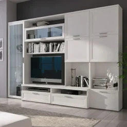 Parete Attrezzata Bianco Modulabile 5 Ripiani, 10 Ante - Cicala
