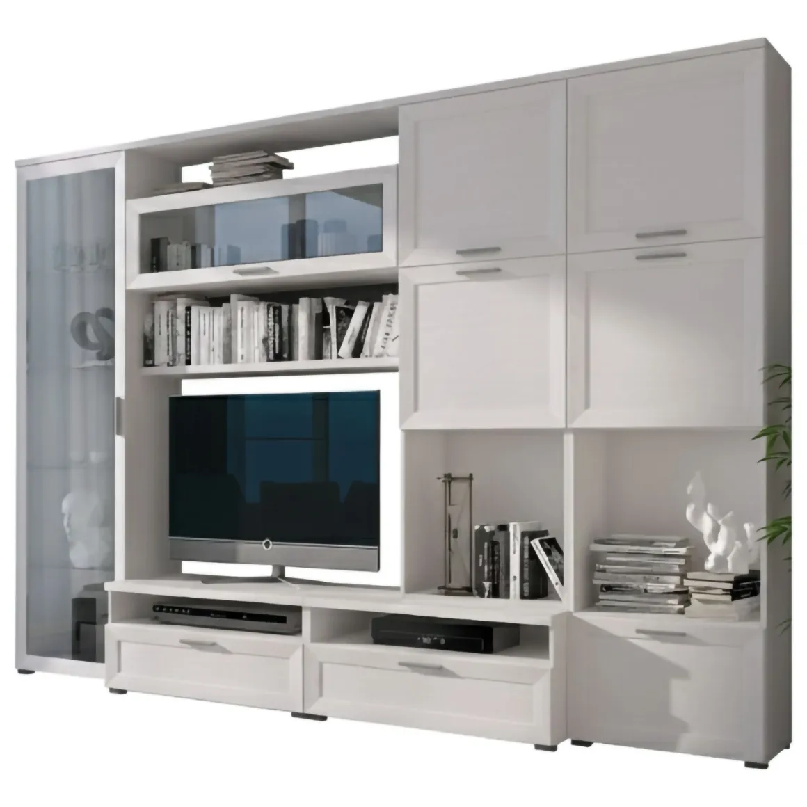 Parete Attrezzata Bianco Modulabile 5 Ripiani, 10 Ante - Cicala