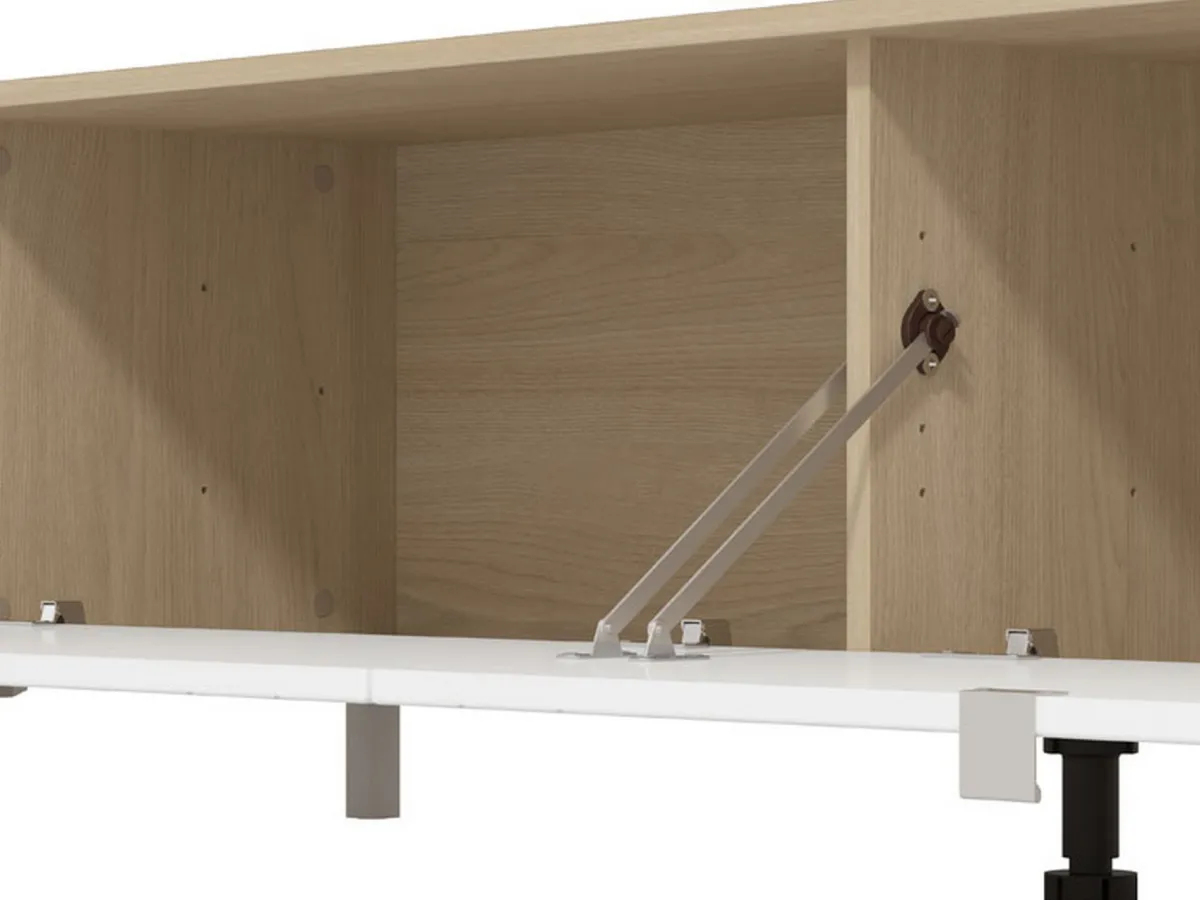 Pareti Attrezzate > Dmora Parete Attrezzata Bianco Opaco Marrone Rovere 7 Ripiani un Cassetto 234x40x176h cm, Modulabile - Elice Marrone Rovere, Bianco Opaco