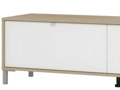Pareti Attrezzate > Dmora Parete Attrezzata Bianco Opaco Marrone Rovere 7 Ripiani un Cassetto 234x40x176h cm, Modulabile - Elice Marrone Rovere, Bianco Opaco