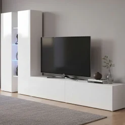 Pareti Attrezzate > Dmora Parete Attrezzata 12 Ripiani Modulabile 280x30x180h cm, 12 Vani - Grado Bianco