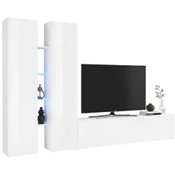 Pareti Attrezzate > Dmora Parete Attrezzata 12 Ripiani Modulabile 280x30x180h cm, 12 Vani - Grado Bianco
