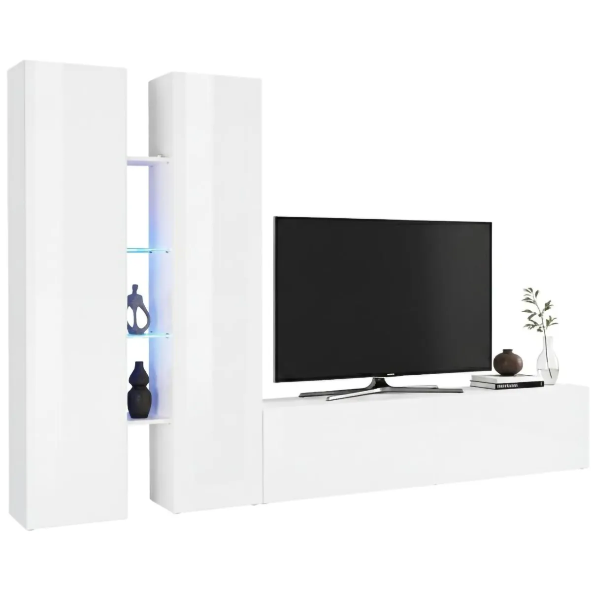 Pareti Attrezzate > Dmora Parete Attrezzata 12 Ripiani Modulabile 280x30x180h cm, 12 Vani - Grado Bianco