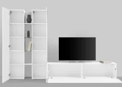 Pareti Attrezzate > Dmora Parete Attrezzata 12 Ripiani Modulabile 280x30x180h cm, 12 Vani - Grado Bianco