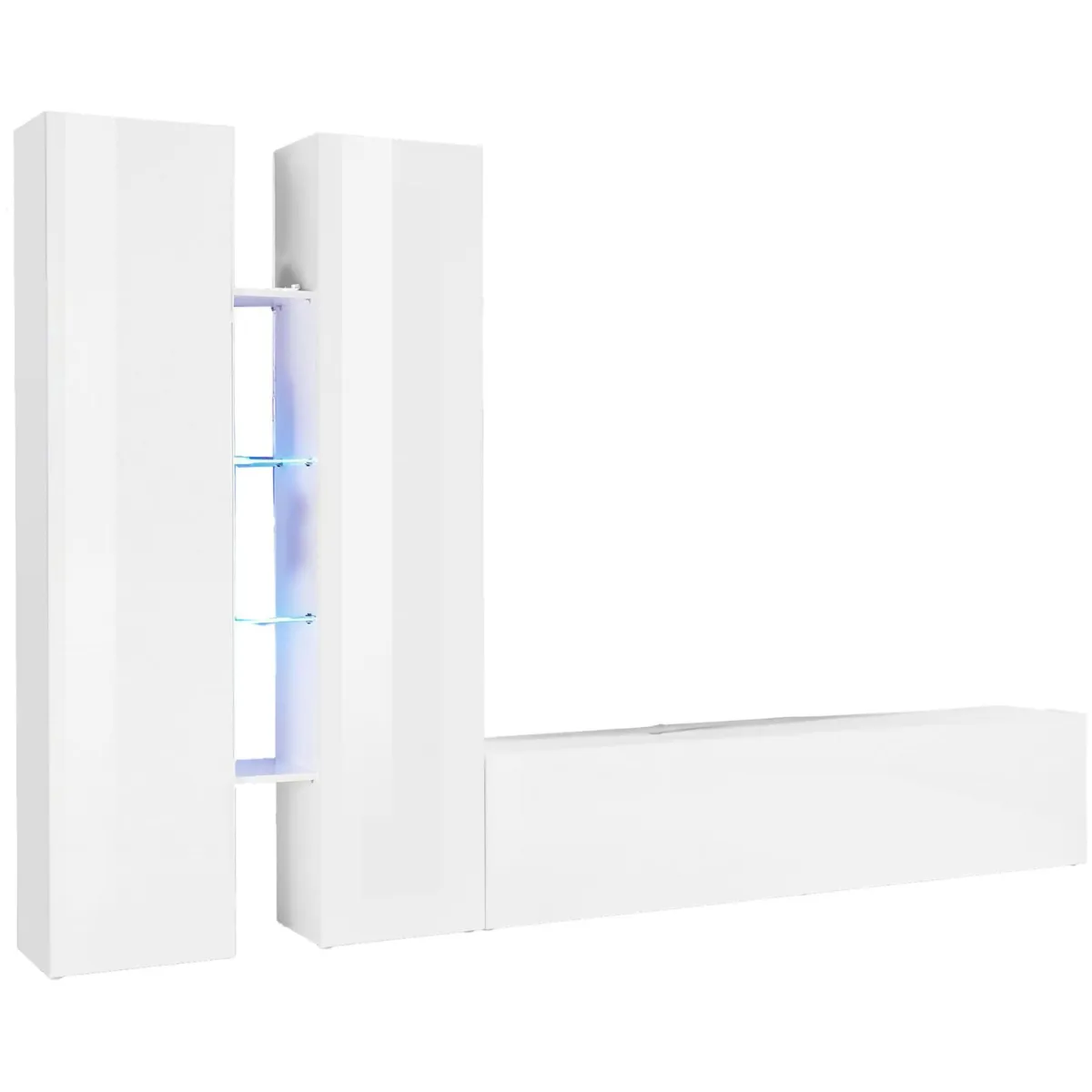 Pareti Attrezzate > Dmora Parete Attrezzata 12 Ripiani Modulabile 280x30x180h cm, 12 Vani - Grado Bianco