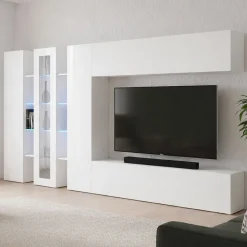 Pareti Attrezzate > Dmora Parete Attrezzata 7 Ripiani Modulabile 290x40x192h cm, 16 Vani - Mazze Bianco