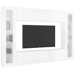 Pareti Attrezzate > Dmora Parete Attrezzata 8 Ripiani Modulabile 260x30x180h cm, 14 Vani - Alatri Bianco