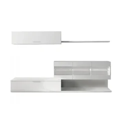 Parete attrezzata Chionodoxa, 260x41h84 cm, Bianco lucido