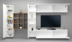 Parete attrezzata classica 350cm bianca lucida - Agira