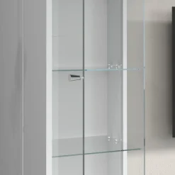 Pareti Attrezzate > Dmora Parete Attrezzata Grigio Ardesia Bianco Lucido 8 Ripiani 5 Ante 245x40x191.2h cm, Apertura Battente - Galatina Bianco Lucido, Grigio Ardesia