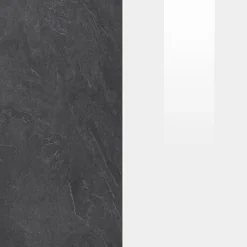 Pareti Attrezzate > Dmora Parete Attrezzata Grigio Ardesia Bianco Lucido 8 Ripiani 5 Ante 245x40x191.2h cm, Apertura Battente - Galatina Bianco Lucido, Grigio Ardesia