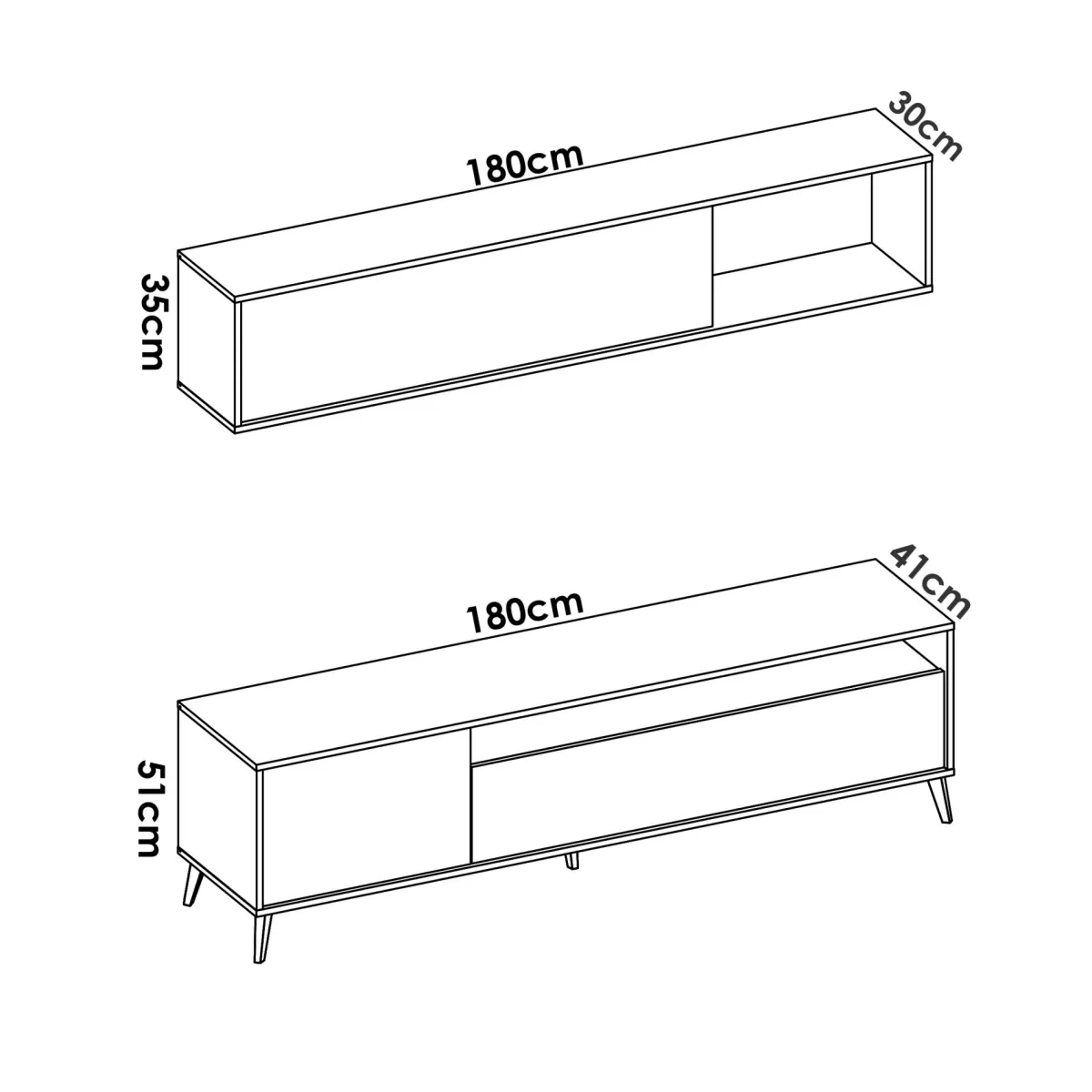 Salotto > Dmora Parete attrezzata in legno 180cm legno e antracite - Arusha Nero Antracite, Marrone Rovere Nodi