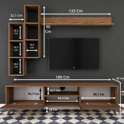 Parete attrezzata in legno 180cm noce - Gunding