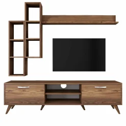 Parete attrezzata in legno 180cm noce - Gunding