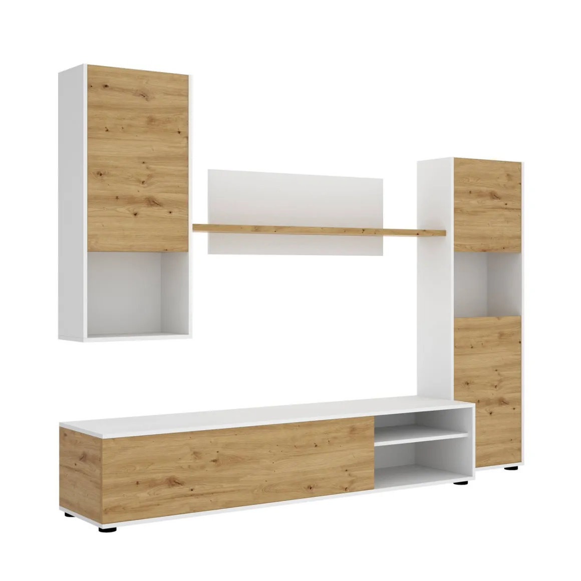 Parete attrezzata in legno 220cm rovere e bianca - Artex