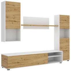 Parete attrezzata in legno 220cm rovere e bianca - Artex