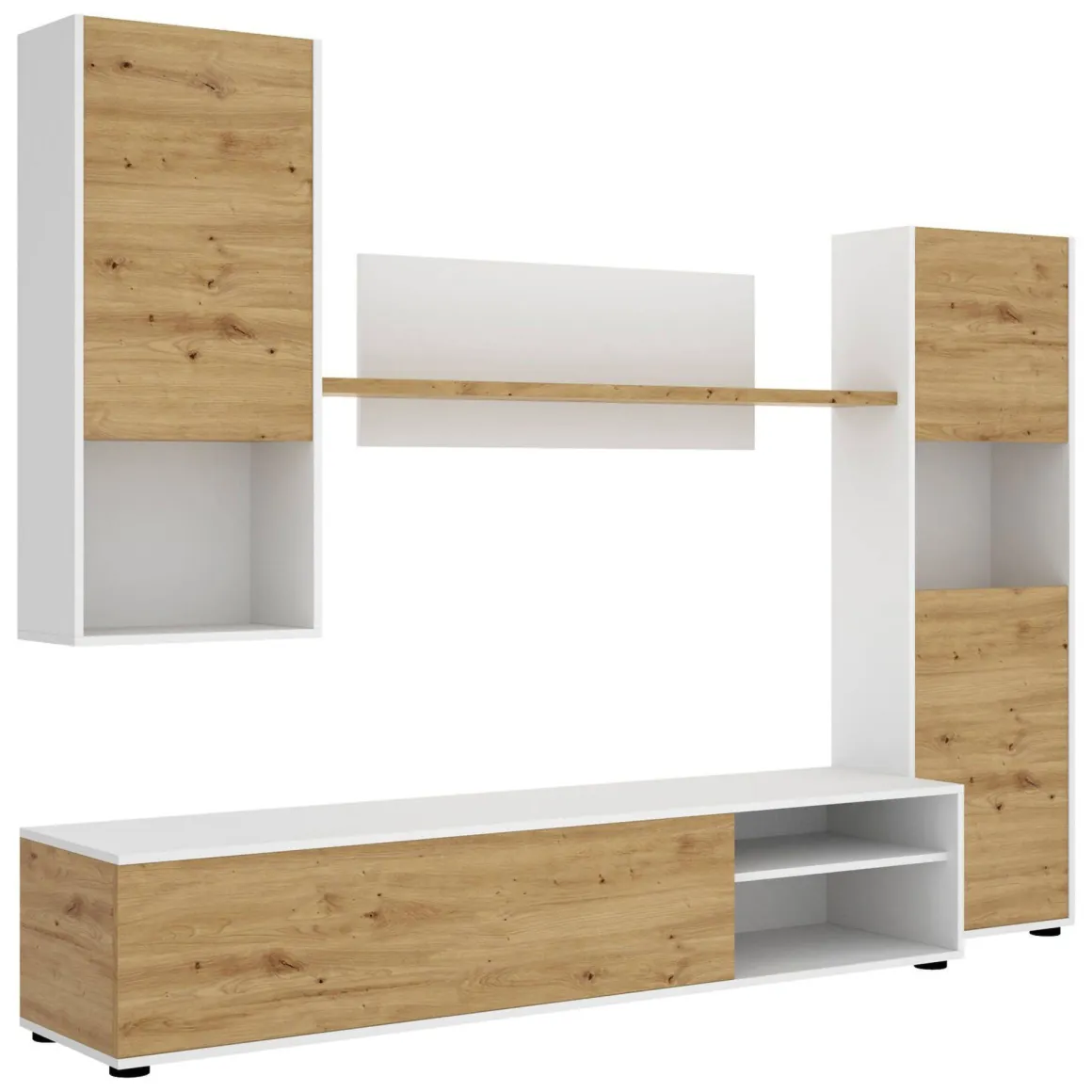 Parete attrezzata in legno 220cm rovere e bianca - Artex