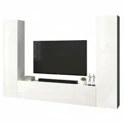 Salotto|Pareti Attrezzate > Dmora Parete attrezzata in legno 290cm antracite e acero - Arga Marrone Acero, Nero Antracite