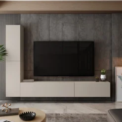 Pareti Attrezzate > Dmora Parete Attrezzata in Legno Nobilitato Beige Beige Cashmere