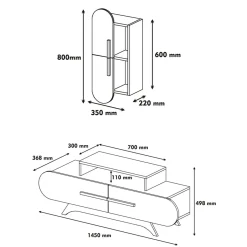 Pareti Attrezzate > Dmora Parete Attrezzata Marrona Noce Bianco 6 Ripiani Modulabile, Apertura Battente, a Ribalta - Ossimo Bianco, Marrone Noce