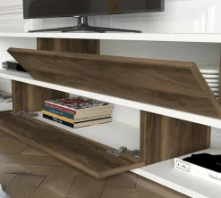 Pareti Attrezzate > Dmora Parete Attrezzata Marrone Noce Bianco Modulabile 6 Ripiani, 3 Ante - Gais Bianco, Marrone Noce