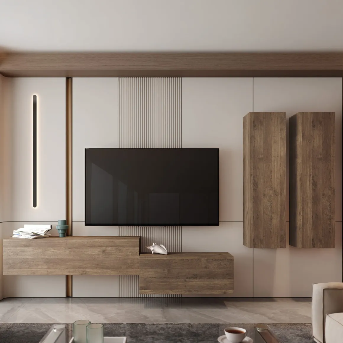 Pareti Attrezzate > Dmora Parete Attrezzata Modulabile 4 Ripiani, 4 Ante - Gatafa Marrone Noce