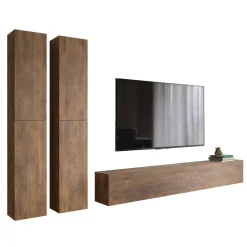 Parete Attrezzata Marrone Noce Modulabile 6 Ripiani, 6 Ante - Habaleva