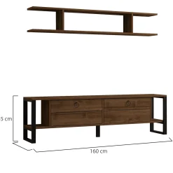 Parete Attrezzata Marrone Noce Nero 7 Ripiani Modulabile, 5 Vani - Sacile