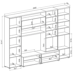 Parete Attrezzata Marrone Olmo 5 Ripiani Modulabile, Apertura Battente, a Ribalta - Cicala