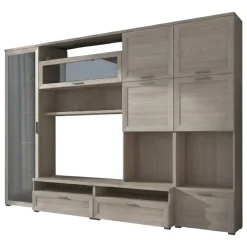 Parete Attrezzata Marrone Olmo 5 Ripiani Modulabile, Apertura Battente, a Ribalta - Cicala