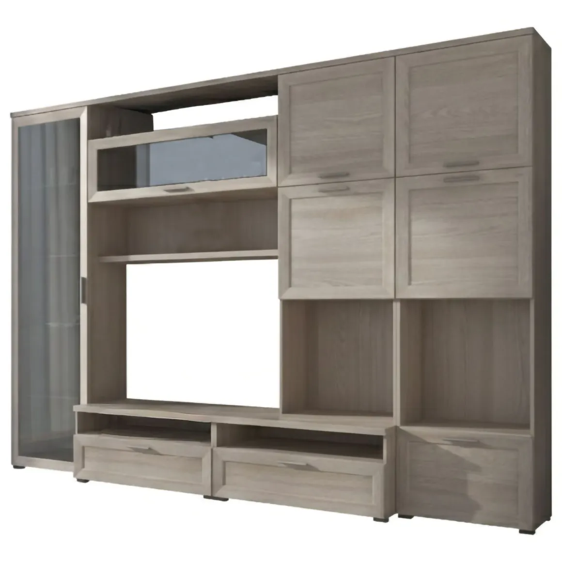 Parete Attrezzata Marrone Olmo 5 Ripiani Modulabile, Apertura Battente, a Ribalta - Cicala