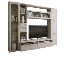 Parete Attrezzata Marrone Olmo Modulabile 4 Cassetti, 8 Ripiani - Carenno