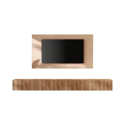 Pareti Attrezzate > Dmora Parete Attrezzata Marrone Pero Bianco Crema Modulabile Apertura Standard, set Componibile Made in Italy - Buti Bianco Crema, Marrone Pero