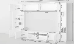 Pareti Attrezzate > Dmora Parete Attrezzata Marrone Rovere Beige Cashmere 14 Ripiani 6 Ante 290x40x191.2h cm, Apertura Battente - Sabbia Beige Cashmere, Marrone Rovere