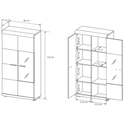Parete Attrezzata Marrone Rovere Modulabile 20 Ripiani, un Cassetto - Kane